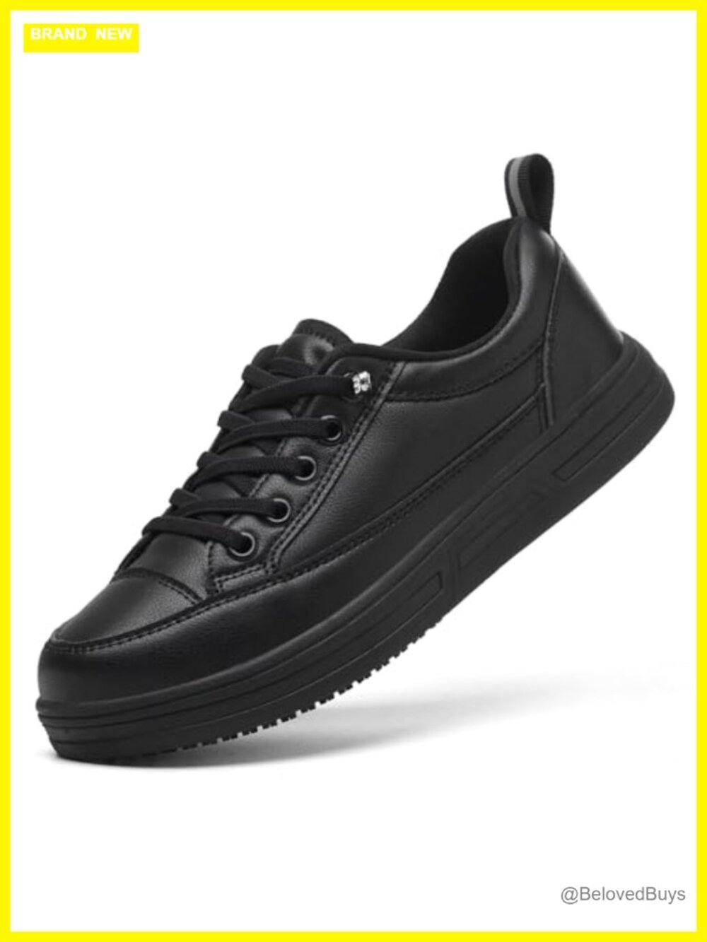 Non Slip Work Shoes for Women Faux Leather Slip On Sneakers
